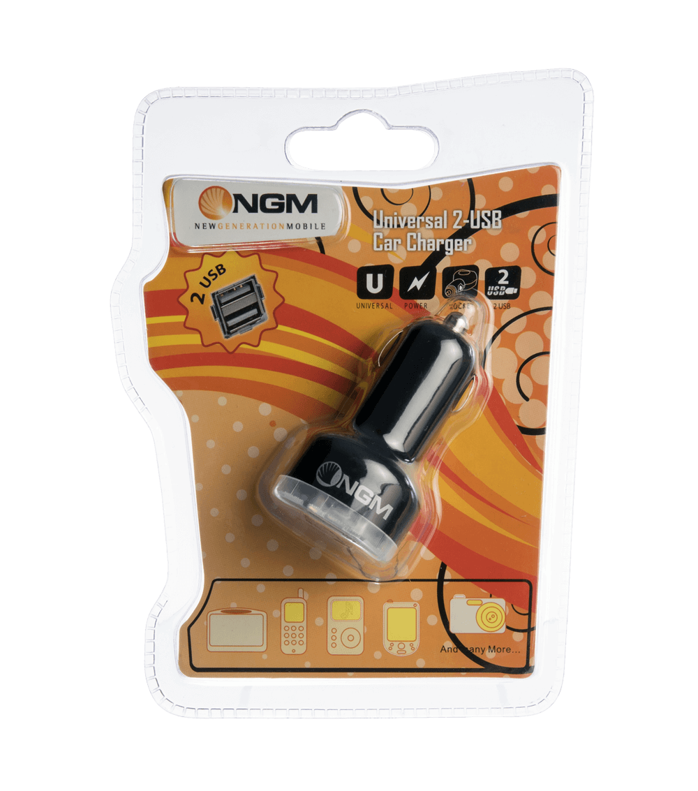 NGM – New Generation Mobile  Caricabatteria da auto con 2 prese USB  [CAR2USB]